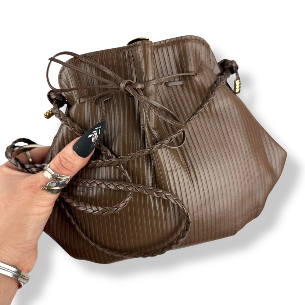 1960's kiss lock taupe striped leather mini purse by CORET MONTREAL CANADA - Picture 14 of 16